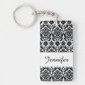 Elegant Black White  Damask Pattern Sleutelhanger (Voorkant)