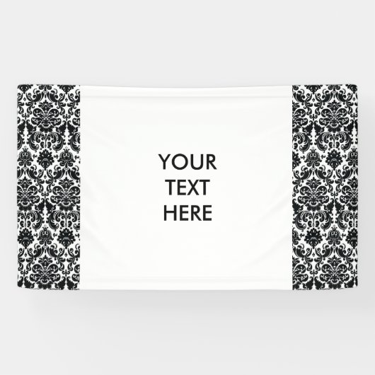 Elegant Black White  Damask Pattern Spandoek (Horizontaal)
