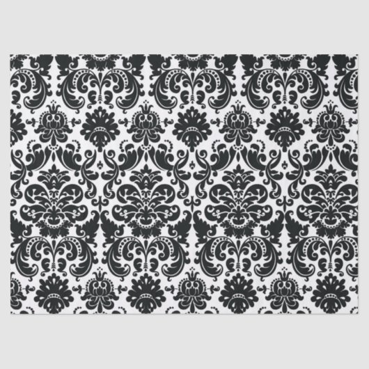 Elegant Black White  Damask Pattern Tissuepapier (Voorkant)