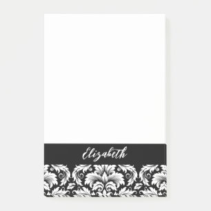 Elegant Black White Damask Post-it® Notes