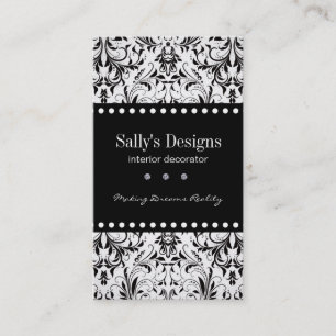 Elegant Black & White Damask Visitekaartje