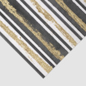 Elegant Black White Faux Gold Stripes Luxe Tissuepapier (Detail)