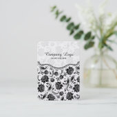 Elegant Black & White Floral Damaskers Visitekaartje (Staand voorkant)