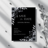 Elegant Black & White Floral Hand-Drawn Wedding Save The Date