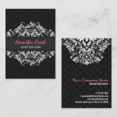 Elegant Black & White Floral Lace 2a Visitekaartje (Voorkant / Achterkant)