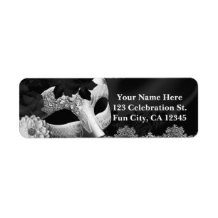 Elegant Black & White Floral Masquerade Party Etiket