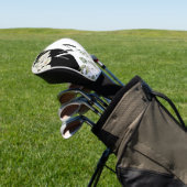 Elegant Black & White Floral Monogram Golfheadcover (Insitu)