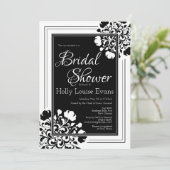 Elegant Black & White Floral Vrijgezellenfeest Kaart (Staand voorkant)