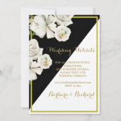 Elegant Black & White Floral Wedding Aankondiging (Achterkant)