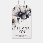 Elegant Black White Floral Wedding Cadeaulabel (Voorkant)