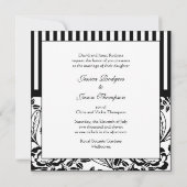 Elegant Black & White Floral Wedding Invitation Kaart (Achterkant)