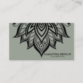 Elegant Black & White Flower Logo Yoga Visitekaartje (Voorkant)