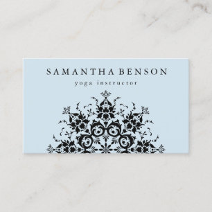 Elegant Black & White Flower Logo Yoga Visitekaartje