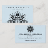 Elegant Black & White Flower Logo Yoga Visitekaartje (Voorkant / Achterkant)