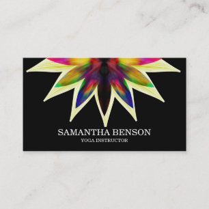 Elegant Black & White Flower Logo Yoga Visitekaartje