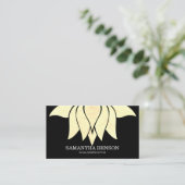 Elegant Black & White Flower Logo Yoga Visitekaartje (Staand voorkant)