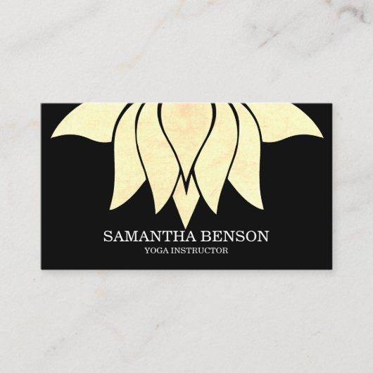 Elegant Black & White Flower Logo Yoga Visitekaartje (Voorkant)