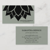 Elegant Black & White Flower Logo Yoga Visitekaartje (Voorkant / Achterkant)
