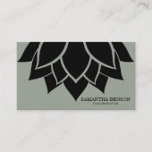 Elegant Black & White Flower Logo Yoga Visitekaartje (Voorkant)