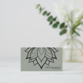 Elegant Black & White Flower Logo Yoga Visitekaartje (Staand voorkant)