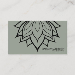 Elegant Black & White Flower Logo Yoga Visitekaartje
