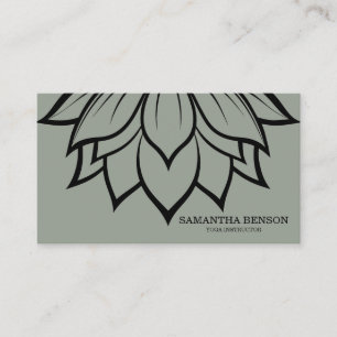 Elegant Black & White Flower Logo Yoga Visitekaartje