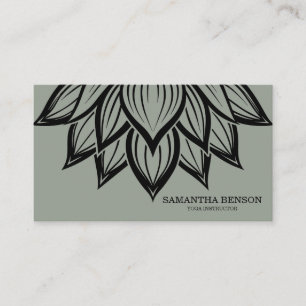Elegant Black & White Flower Logo Yoga Visitekaartje