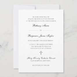 Elegant Black & White Formal katholieke bruiloft Kaart
