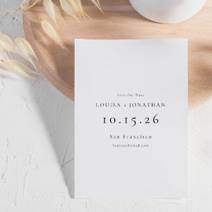 Elegant Black White Formal Minimalist Wedding Save The Date