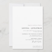 Elegant Black White Formal Script Minimal Wedding Kaart (Voorkant)