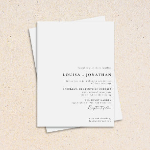 Elegant Black White Formal Script Minimal Wedding Kaart