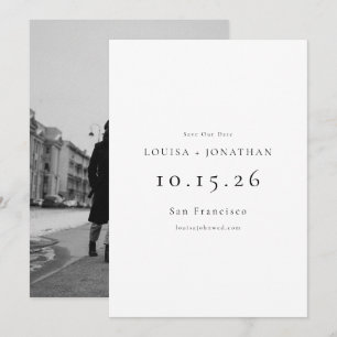 Elegant Black White Formal Simple Photo Wedding Save The Date