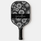Elegant Black White Geometric Starburst Name Pickleball Paddle (Voorkant)