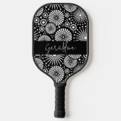 Elegant Black White Geometric Starburst Name Pickleball Paddle (Achterkant)