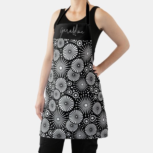 Elegant Black White Geometric Starburst Name Schort (Insitu)