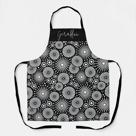 Elegant Black White Geometric Starburst Name Schort (Voorkant)