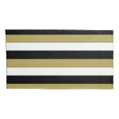 Elegant Black White Gold Brown Stripes Patroon Kussensloop (Achterkant-Rechts)