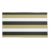 Elegant Black White Gold Brown Stripes Patroon Kussensloop (Achterkant-Links)