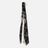 Elegant Black & White Gold Fern Leaf Wedding Stropdas (Achterkant)