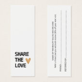 Elegant Black White Gold Heart Referral-Kaart Mini Visitekaartjes (Voorkant /achterkant)