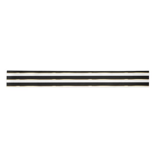 Elegant Black White Gold Horizontal Stripe Lint (Voorkant)
