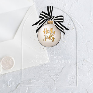 Elegant Black White Gold-kerstcocktail Acryl Uitnodigingen