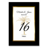 Elegant Black White Gold Palm Tree Modern Weddensc Kaart (Voorkant)