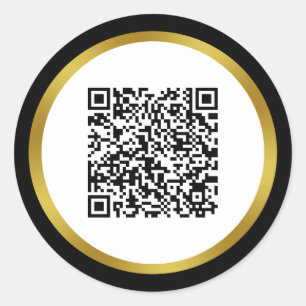 Elegant Black White Gold Scan QR-code Ronde Sticker
