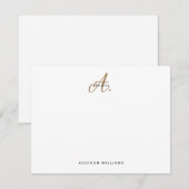 Elegant Black White Gold Script Monogram Notitiekaartje (Voorkant / Achterkant)