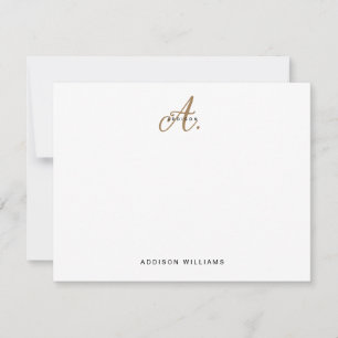 Elegant Black White Gold Script Monogram Notitiekaartje