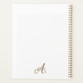 Elegant Black White Gold Script Monogram Planner (Achterkant)