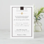 Elegant Black White Gold Stripe Weddenschap Kaart (Staand voorkant)