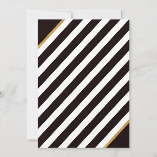 Elegant Black White Gold Stripe Weddenschap Kaart (Achterkant)