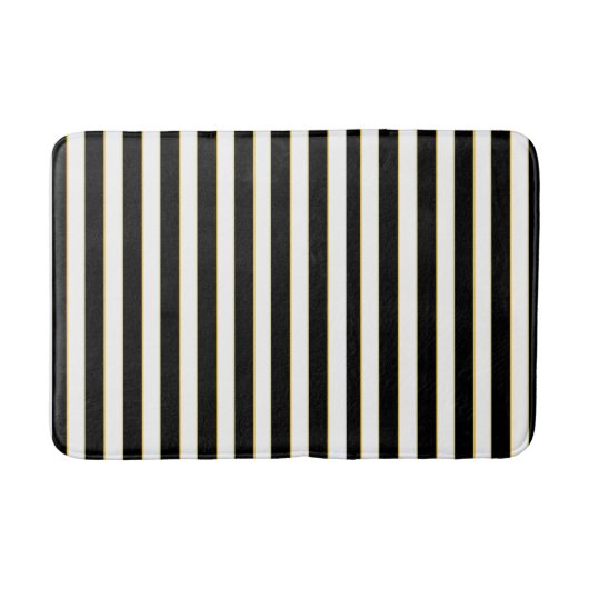 Elegant Black, White & Gold Striped Bath Mat (Voorkant)